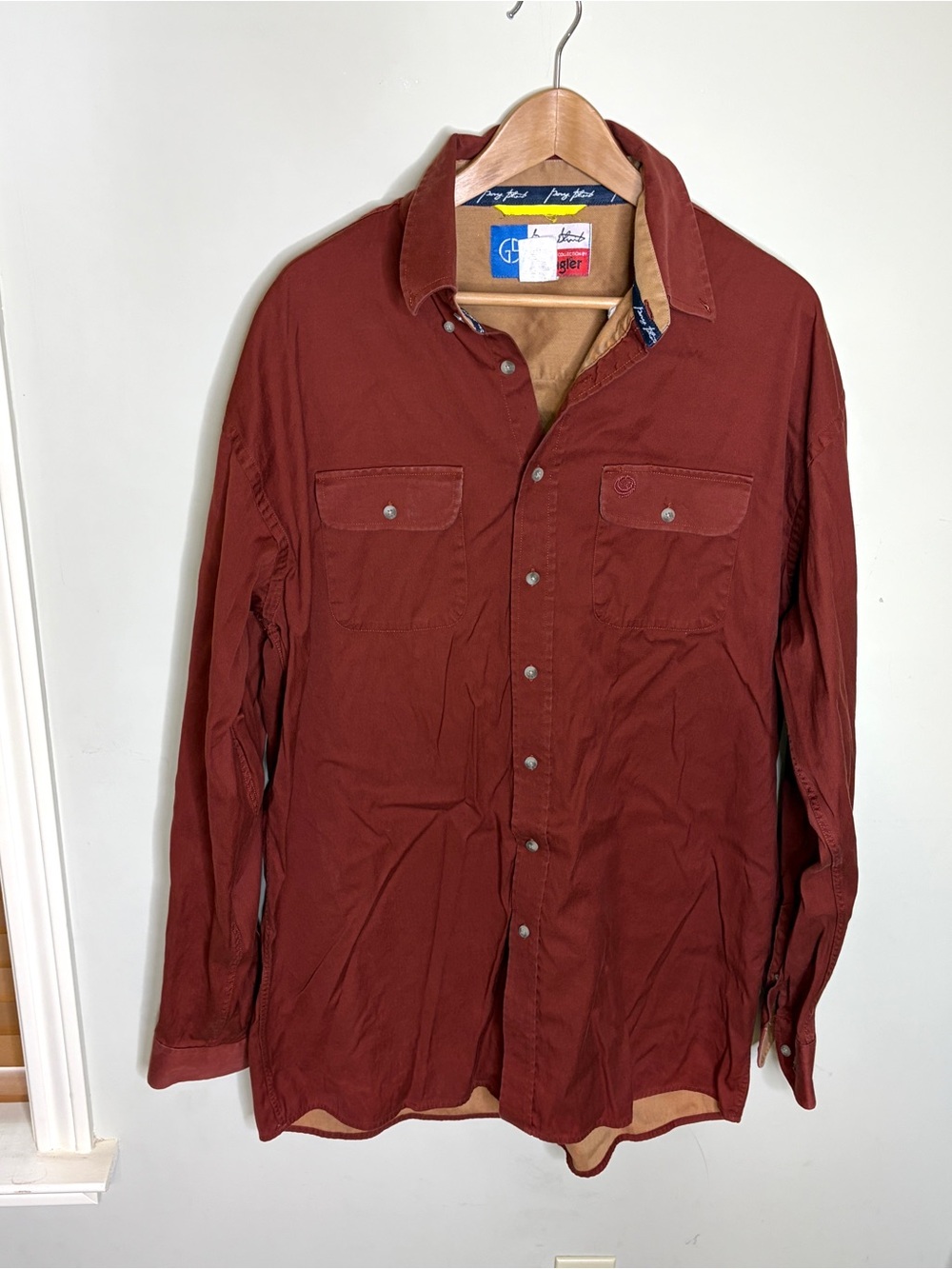 George Straight Wrangler Cowboy Cut Rust Long Sleeve Button-Up Shirt